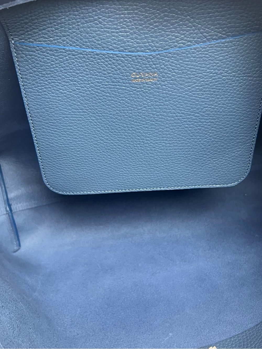 Cuyana Classic Easy Zipper Tote Rare Indigo Blue Italian Pebbled Leather Large - Picture 8 of 15